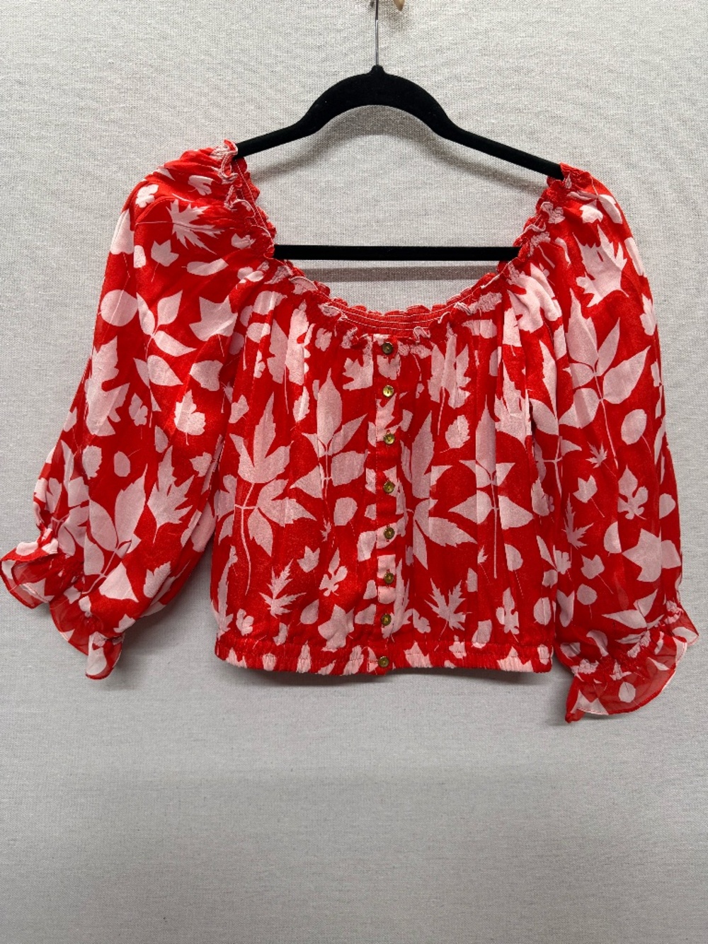 Carolina K Off Shoulder Silk Chiffon Crop Top - size M